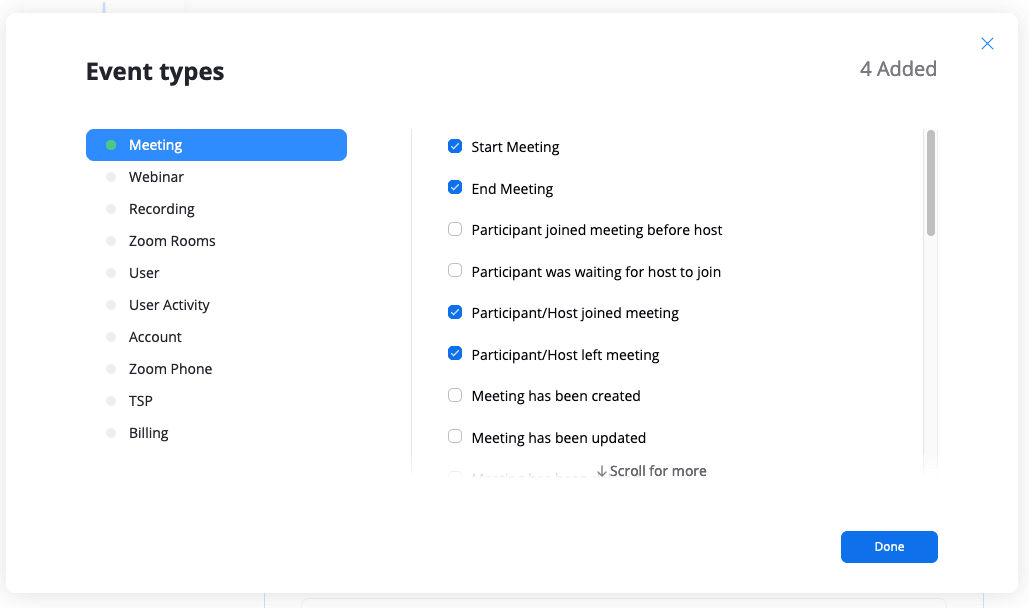 Screenshot of Zoom App settings